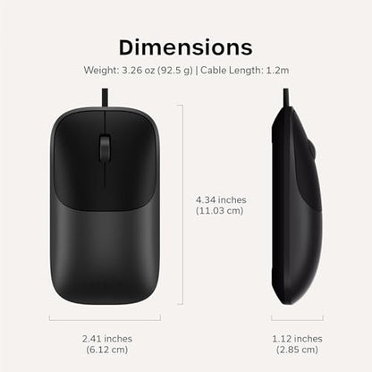 Satechi Slim LX Wired Mouse, Aluminum USB-C Design, Space Black | Quiet click performance, for Mac and PC setups - color: Space Black