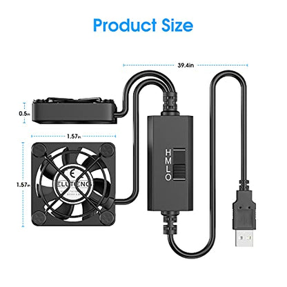 ELUTENG Dual 40mm USB Fan with 3 Speeds Adjustable 5V PC Fan Max 5500RPM | 40mm * 40mm * 25mm Mini Case Fan Quiet Computer Fan Compatible for PC, TV Box, Router, Xbox, PlayStation - size: 40mm