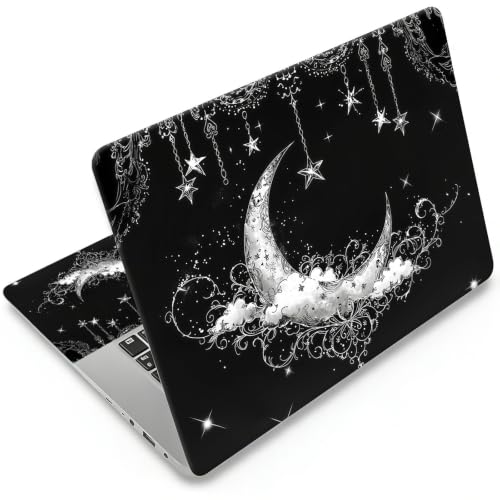 Universal Laptop Skin Sticker Decal 11-15.6 Inches, Crescent Moon | Reusable Vinyl Sticker for 12.1 13 13.3 14 15.4 Inches Notebook PC, Scratch Resistant Waterproof, Easy to Trim & Apply - color: Crescent Moon