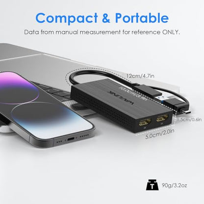 WAVLINK DisplayLink USB A/C to Dual HDMI Adapter 4K@60Hz for 2 Monitors | DisplayLink USB 3.0 & USB C to 2 HDMI Adapter for Dual Monitor, for Mac M1-M5/Neo, Windows, ChromeOS, Ubuntu