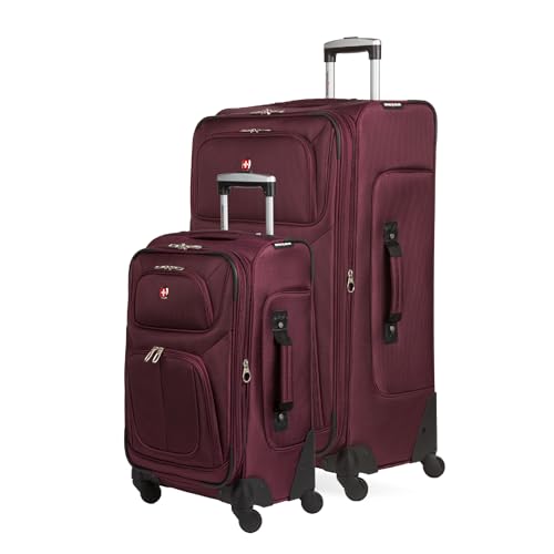 SWISSGEAR Sion Softside Expandable Spinner Luggage Durable Lightweight Travel Suitcase, Merlot, 2-Piece Set (Carry-On/Large) - color: Merlot, size: 2-Piece Set (Carry-On/Large)