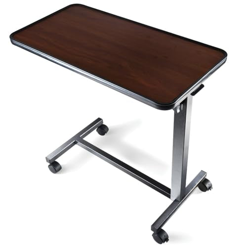 Medical king Adjustable Overbed Bedside Table with Wheels Bed Desk Over Bed with Wheels Hospital Table for Hospital and Home Use