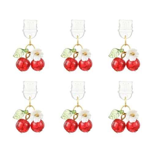 6Pcs Dust Plug Charm Type C USB C Dust Plug Charms with Cherry Pendants Anti Dustproof Plugs for Most Phone,E-Readers,Reading Lover Decorations Gifts（Red） - color: Red Cherry