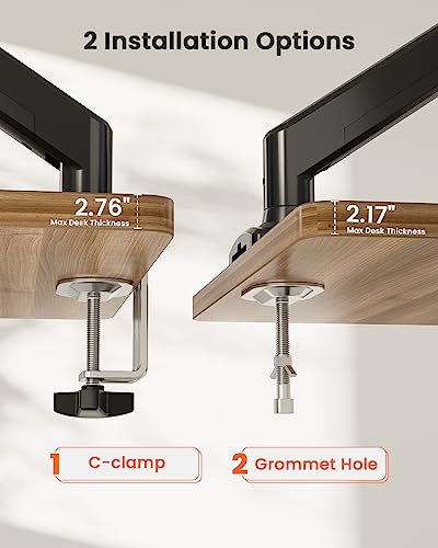 ErGear Single Monitor Arm for 13-36 Inch Screens, 22 lbs Capacity | Full-motion adjustment, C-clamp or grommet mounting, cable clips, 22 lbs support, ultrawide setup, VESA 75x75/100x100mm - size: 13"-36", style: Single Arm