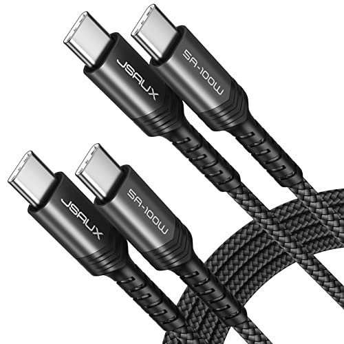 JSAUX 100W USB C to USB C Cable for iPhone 17, USBC Type C Charge Cord 5A Fast Charging Compatible with iPhone 17 Air 16 15 Pro Max Samsung Galaxy S25 S24 MacBook iPad Carplay (2-Pack, 6.6ft) Black - color: Black, size: 6.6FT+6.6FT