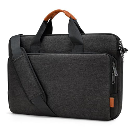 bagasin 17 17.3 18 inch Laptop Bag Carrying Case with Edge Protection | Water-Repellent Fabric Computer PC Shoulder Briefcase, Lightweight Toploader, Business Casual or School - color: Black, size: 17.3