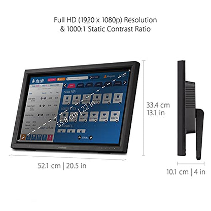ViewSonic TD2223 22 Inch 1080p Touch Screen Monitor, 10-Point Multi IR Touch for Retail POS and Kiosks, Durable 7H Scratch-Resistant Glass, Eye Care Technology, HDMI, VGA, DVI, and USB Hub Inputs - style: 22-Inch