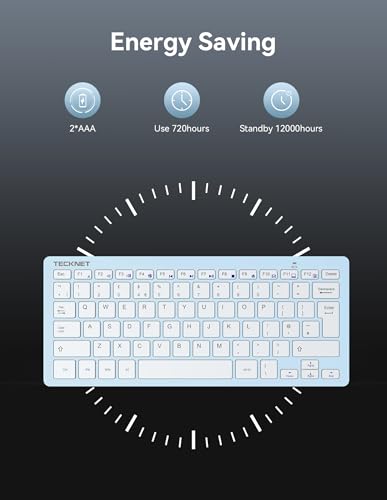 TECKNET 2.4G Wireless Keyboard - Mini Compact Keyboard with Media Hotkeys, 12-Month Battery Life, Compatible with PC, Desktop, Laptop, Smart TV(Blue) - color: Blue