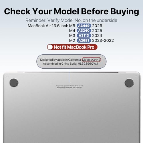 Macaset for MacBook Air 13 inch Case | M5 M4 M3 M2 | 2026–2022 | Precision Fit | Original-Color Match | Durable Hard Shell | Micro-Clip Closure | Scratch & Fingerprint Resistant - color: Frosted Clear