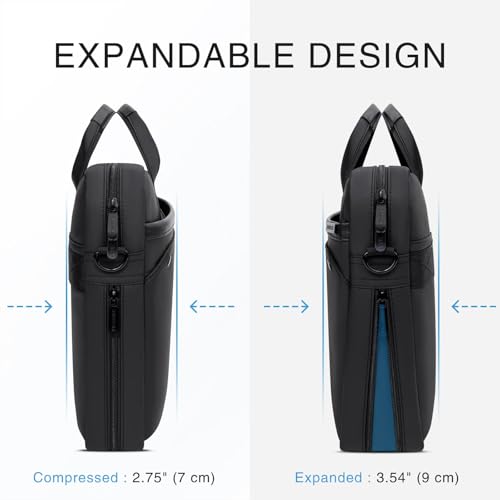 RAINYEAR 15.6 Inch Laptop Bag Expandable Shoulder Bag with Handle for Men | Waterproof Laptop Messenger Bag Large Capacity Computer Laptop Briefcase with Pockets for Travel Business Work Office, Black