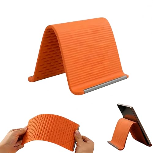 Foldable Stand with Inner Aluminum Sheet, Compatible with Phones, Tablets, and Laptops (Orange) - color: orange