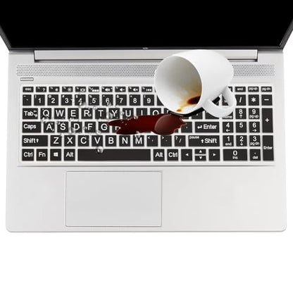 Large Letters Keyboard Cover for 15.6 HP Laptop 15-dw 15-dy 15-ef 15-da/db/bs 15-dy5033dx 15-dy2702dx 15-dy2073dx 15-dw0083wm 15-ef2126wm 15-da0033wm, Envy x360 15m-dr/ds 17-bs/bw, Pavilion 15-cs/cc - color: Black(Large Letters)