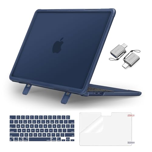 MOSISO Compatible with MacBook Air 13 inch Case M5 M4 M3 M2, Midnight | 4 in 1 Kit Anti-Crack Hard Shell with Kickstand for MacBook Air 13.6 inch Case 2026-2022 A3449 A3240 A3113 A2681 - color: Midnight