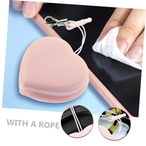 Heart-Shaped Macaron Phone Screen 10-Pack Portable Lens Cleaning Cloths for Eyeglasses Camera Lenses and Electronics Cartoon Hanging Accessory - color: Pink