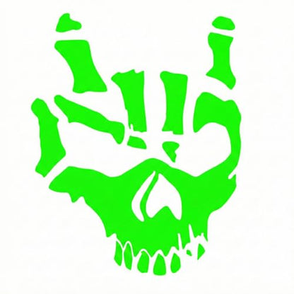 2 Pieces Fluorescent Neon Green Cross & Buddha, Skull Car Decal, Safety Religious Spiritual Stickers for SUV, Windows, Motorcycles, Skateboard Christian Night Visibility Hide Scratches (Skull B) - color: Skull B
