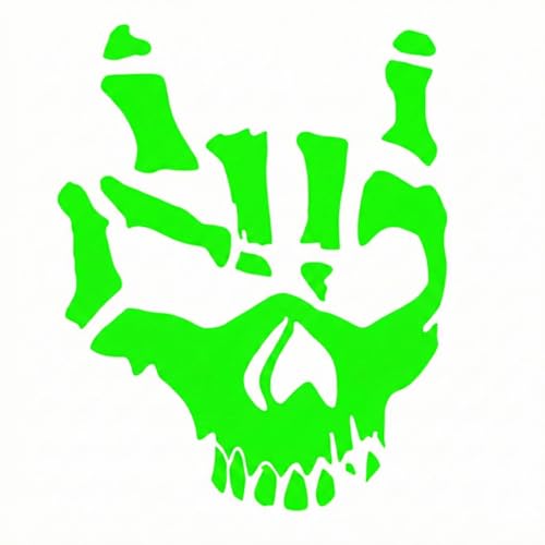 2 Pieces Fluorescent Neon Green Cross & Buddha, Skull Car Decal, Safety Religious Spiritual Stickers for SUV, Windows, Motorcycles, Skateboard Christian Night Visibility Hide Scratches (Skull B) - color: Skull B