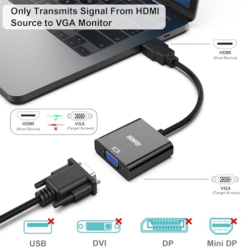 BENFEI HDMI to VGA, Gold-Plated Adapter (Male to Female) for Computer, Desktop, Laptop, PC, Monitor, Projector, HDTV, Chromebook, Raspberry Pi, Roku, Xbox and More - Black - style: 1 Pack