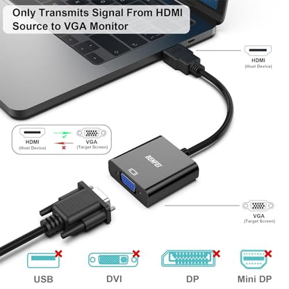 BENFEI HDMI to VGA, 10 Pack, Gold-Plated HDMI to VGA Adapter (Male to Female) for Computer, Desktop, Laptop, PC, Monitor, Projector, HDTV, Chromebook, Raspberry Pi, Roku, Xbox and More - Black - style: 10 Pack