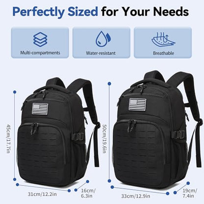 Wotony Military tactical backpack Laser-Cut MOLLE Webbing, backpack for men small tactical assault bag (Blue, 18.5 inch) - color: Blue, size: 18.5 inch