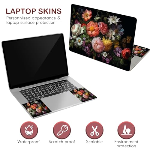 DINKY Laptop Skin Sticker Decal, 12" 13" 13.3" 14" 15" 15.4" 15.6 inch Laptop Universal Reusable Vinyl Skin Stickers Cover Art Decal Notebook PC Personalized Protector-Flora - color: Flora