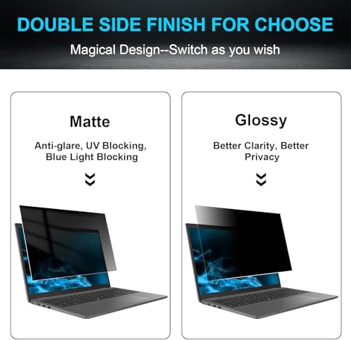 13 Inch 16:9 Laptop Privacy Screen Filter, Anti Scratch Anti Spy Anti-Glare Blue Light Screen Guard, Removable 13 In Security Shield, Matte/Glossy Double-Sided