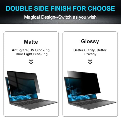 13 Inch 16:9 Laptop Privacy Screen Filter, Anti Scratch Anti Spy Anti-Glare Blue Light Screen Guard, Removable 13 In Security Shield, Matte/Glossy Double-Sided