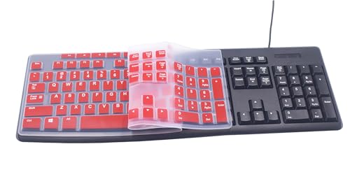 Ultra Thin Desktop PC Silicone Keyboard Cover Skin Protector Compatible for Logitech MK370 MK295 MK275 MK270 Wireless Keyboard, Logitech K200 K260 K270 MK200 MK260 Keyboard (Red) - color: Red