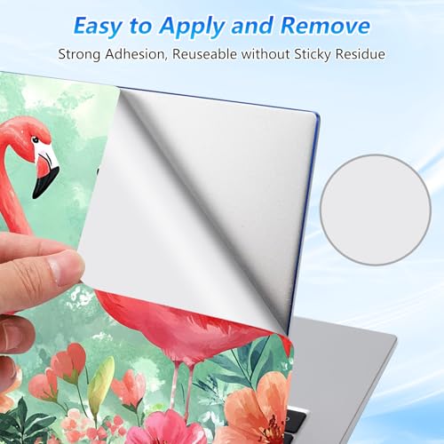Universal Laptop Skin Sticker Decal with 2 Wrist Pad Skins, Waterproof Scratch Vinyl Cover for 11–15.6 Inch MacBook, HP, Dell, Lenovo, Cutable & Reusable,Pink Flamingo Garden Art - color: Pink Flamingo Garden Art