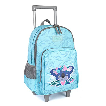 Tilami Rolling Backpack 18 inch Double Handle Wheeled Boys Girls Travel School Children Luggage Toddler Trip - color: Koala Blue