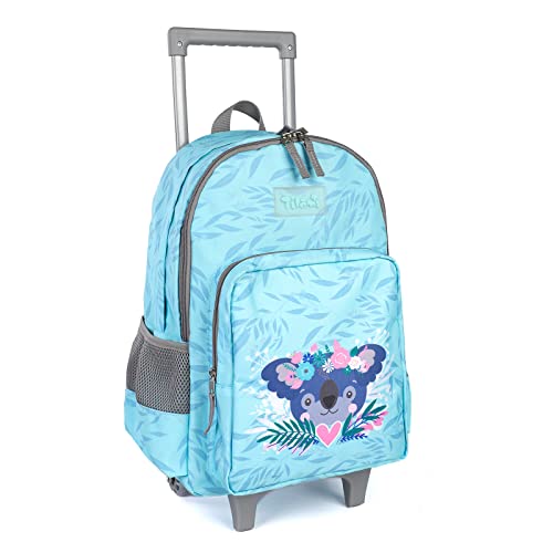 Tilami Rolling Backpack 18 inch Double Handle Wheeled Boys Girls Travel School Children Luggage Toddler Trip - color: Koala Blue