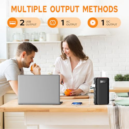 Portable Power Station with AC Outlet 120V, 24000mAh Laptop Charger Bank | Powkey 86Wh Solar Generator (Excludes Solar Panel) Lithium Battery Power 65W AC for Camping Emergency Backup - color: Black