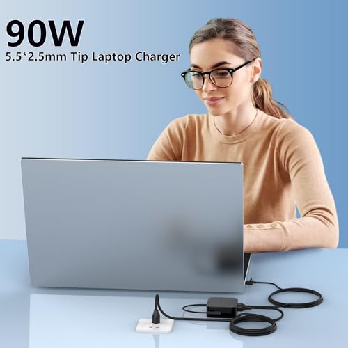 90W Laptop Charger Compatible with Asus Vg27aq Vg32vq Vg279qm K53 K53B K53BY K53E Q524Uq Q534Ux Q524Uq-Bbi7T1 Q524Uq U500V Adp-90Le B Laptop Power Adapter