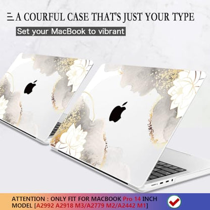 CISSOOK Compatible with MacBook Pro 14 inch Case 2026-2021 M5 M4 M3 M2 M1 | A3434 A3427 A3426 A3112 A3185 A3401 A2918 A2992 A2779 A2442, 5in1 Kit Hard Shell Case, Scratch Resistant, Lotus - color: 14inch-Charming Lotus
