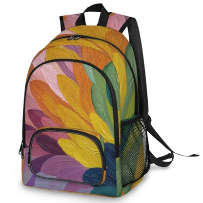 Abstract Feather Large Backpack for Women and Men Waterproof Travel Laptop Backpack Lightweight Business Work Daypack Fits 17 Inch Computer - color: Multicolor 4
