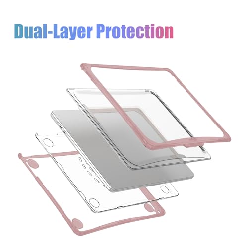 IBENZER Hexpact Protective MacBook Air 13 inch Case M5 2026 M4 2025 M3 M2 2024-2022 A3449 A3240 A3113 A2681, Heavy Duty Case & KeyboardCover & ScreenFilm, Pinkish, HPE-KK-PKSH+2 - color: Pinkish