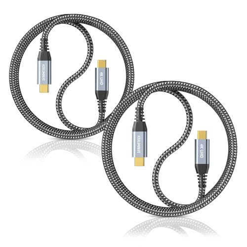 ZeroneTeck [10ft 2-Pack Long USB C Monitor Cable, 4K@60Hz Video Output 100W PD Charging, 5Gbps Data Transfer, Long USB C 3.2 Gen 2×2 Cable for MacBook, iPad, Dell, LG, ARZOPA,KYY for Portable Monitor - color: Black, size: 10FT+10FT, style: Straight