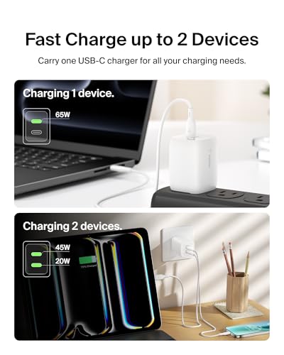 65W Dual USB-C GAN Charger + Cable - style: 65W White + USB-C Cable