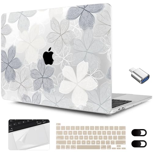 MEEgoodo for MacBook Pro Case 13 inch 2022 2021 2020 A2338 M2/M1 A2251 A2289 with Touch ID,Clear Laptop Hard Shell Cases with Keyboard Webcam Cover & Trackpad Film & Type C Adapter, Multicolored Roses - color: Multicolored Roses