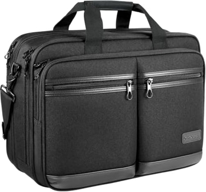 KROSER 17.3 Inch Laptop Computer Bag Messenger Water-Repellent Briefcase | Expandable large capacity, padded laptop protection,shoulder and luggage strap for business daily and travel-Black