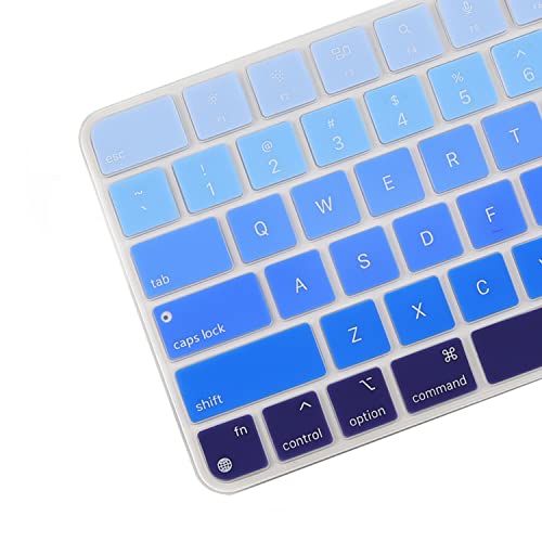 MUBUY Design for Apple iMac 24 Inch Magic Keyboard Cover, Silicone Keyboard Skin for 2021 iMac 24 Touch ID Model A2449 A2450, iMac Magic M1 Chip Keyboard Accessories-Strip Blue - color: Strip blue