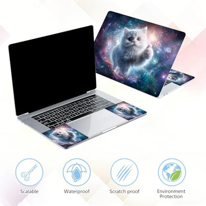 Laptop Skin Sticker Decal 15-15.6 Inch with Cute Mouse Pad, Universal Reusable Vinyl Sticker for 12.1 13 13.3 14 15.4 Inch Netbook and Notebook PC, Galaxy Cat Art - color: Galaxy Cat Art