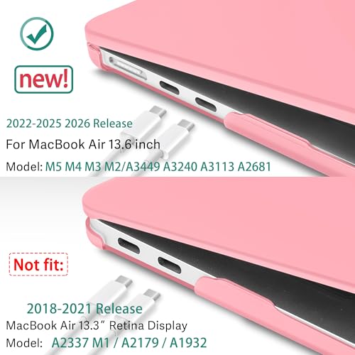 May Chen Case for MacBook Air 13/13.6-inch (M5/M4/M3/M2, 2022-2026 Models A3449 A3240 A3113 A2681), Lightweight | Closes Seamlessly | Ideal for Work Hard Shell Case, Matte Pink - color: Matte Pink