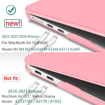 May Chen Case for MacBook Air 13/13.6-inch (M5/M4/M3/M2, 2022-2026 Models A3449 A3240 A3113 A2681), Lightweight | Closes Seamlessly | Ideal for Work Hard Shell Case, Matte Pink - color: Matte Pink