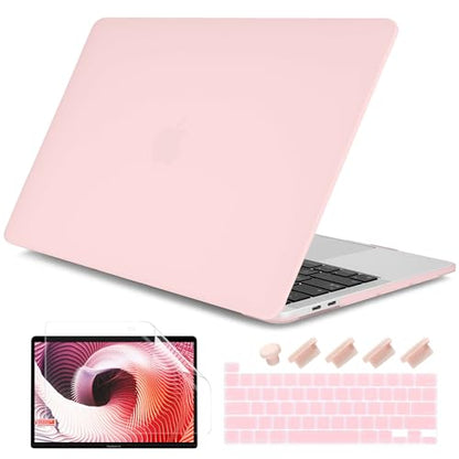 for MacBook Pro 13 inch Case 2023 2022 2021 2020 Release Model: A2338 M2/M1 A2289 A2251 with Touch Bar & Touch ID, Frosted Matte Plastic Hard Shell Case & Keyboard Cover, Solid Pink - color: Solid Pink
