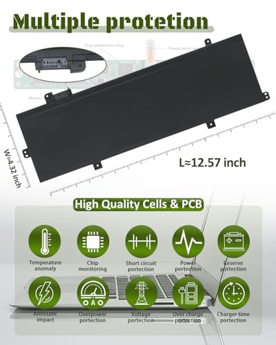 86Wh L21M4P74 L21C4P72 Replacement for Lenovo ThinkPad T16 Gen 1 / Gen 2 & ThinkPad P16s Gen 1 / Gen 2 Series – Parts L21D4P73 L21M4P73 L21L4P72 L21D4P72-15.44V - size: 12.57*4.32*0.19 IN L21M4P74