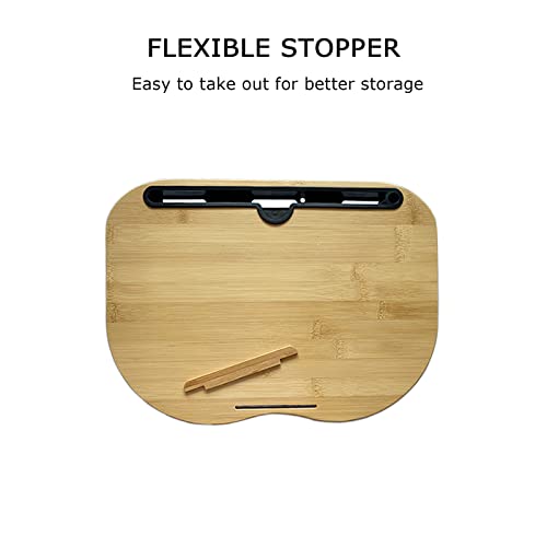 SUMISKY Lap Desk for 14" Laptops-Bamboo Laptop Desk with Cushion & Phone Holder, Portable Laptop Stand with Tray, 15x11 Inches - size: S(15"x11") without Additional Accessories