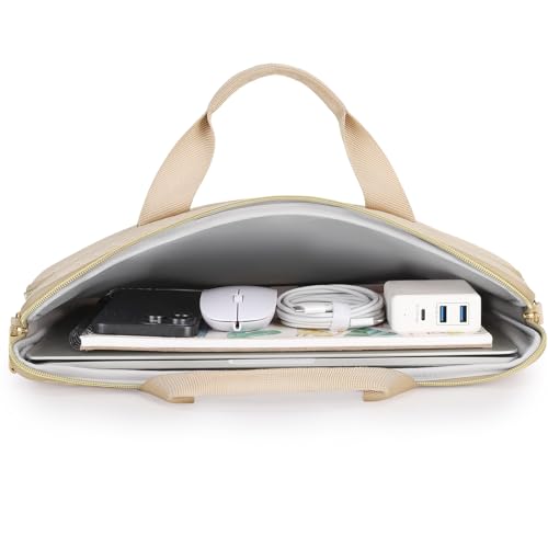 DOMISO 15.6 inch Laptop Case Sleeve Protective Cover Compatible with MacBook Pro 16 M4 M3 M2/Pro Max,15.6-16 inch HP Dell ASUS Lenovo Chromebook,Waterproof Computer Bag with Shoulder Strap,Beige - color: Beige, size: 15.6 inch