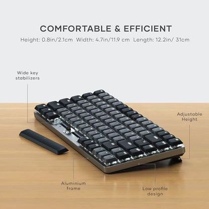 Satechi SM1 75% Mechanical Keyboard, Backlit Bluetooth, Dark Gray/Gray | 84 Keys, Compact Wireless, Gaming, for Mac and Windows - color: Dark Gray/ Gray, size: 84 Keys