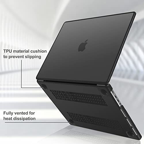ProCase Slim case for MacBook Pro 16 Inch -Black | Translucent Hard Shell Shockproof Cover for 2026 2025-2021 MacBook Pro M5 M4 M3 M2 M1 Pro/Max - color: Black