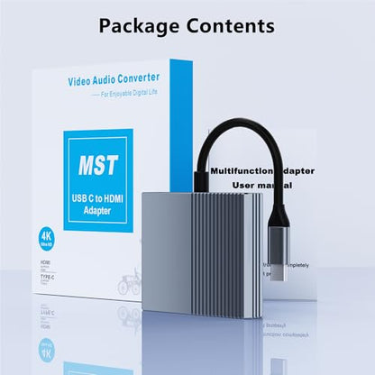 HDMI Splitter for Dual Monitors, Dual HDMI Adapter for 2 Monitors with USB3.0, 100W PD, HDTV Splitter Extended Display, USB C Hub Multiple Port, Laptop Docking Station for Dell/HP/Mac - style: 4 IN 1 HDMI+HDMI